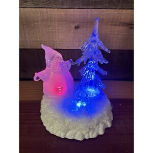 Acrylic Lighted Santa And Tree 8”